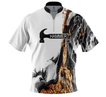 Hammer Black And Gold Liquid Marble CoolWick Sash Zip Bowling Jersey