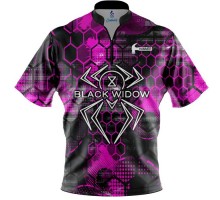 Hammer Black Widow Pink Honeycomb CoolWick Sash Zip Bowling Jersey