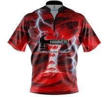 Hammer Electrical Tornado Red CoolWick Sash Zip Bowling Jersey