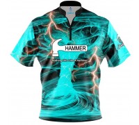Hammer Electrical Tornado Teal Sash Zip Bowling Jersey