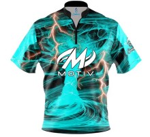 Motiv Electrical Tornado Teal Sash Zip Bowling Jersey