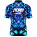 Storm Blue Psychedelic Funk Sash Zip Bowling Jersey