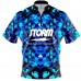 Storm Blue Psychedelic Funk Sash Zip Bowling Jersey