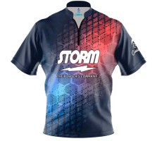 Storm Grunge Sport Hex CoolWick Sash Zip Bowling Jersey