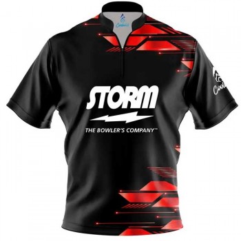Storm Red Luxury Strikes Sash Zip Bowling Jersey